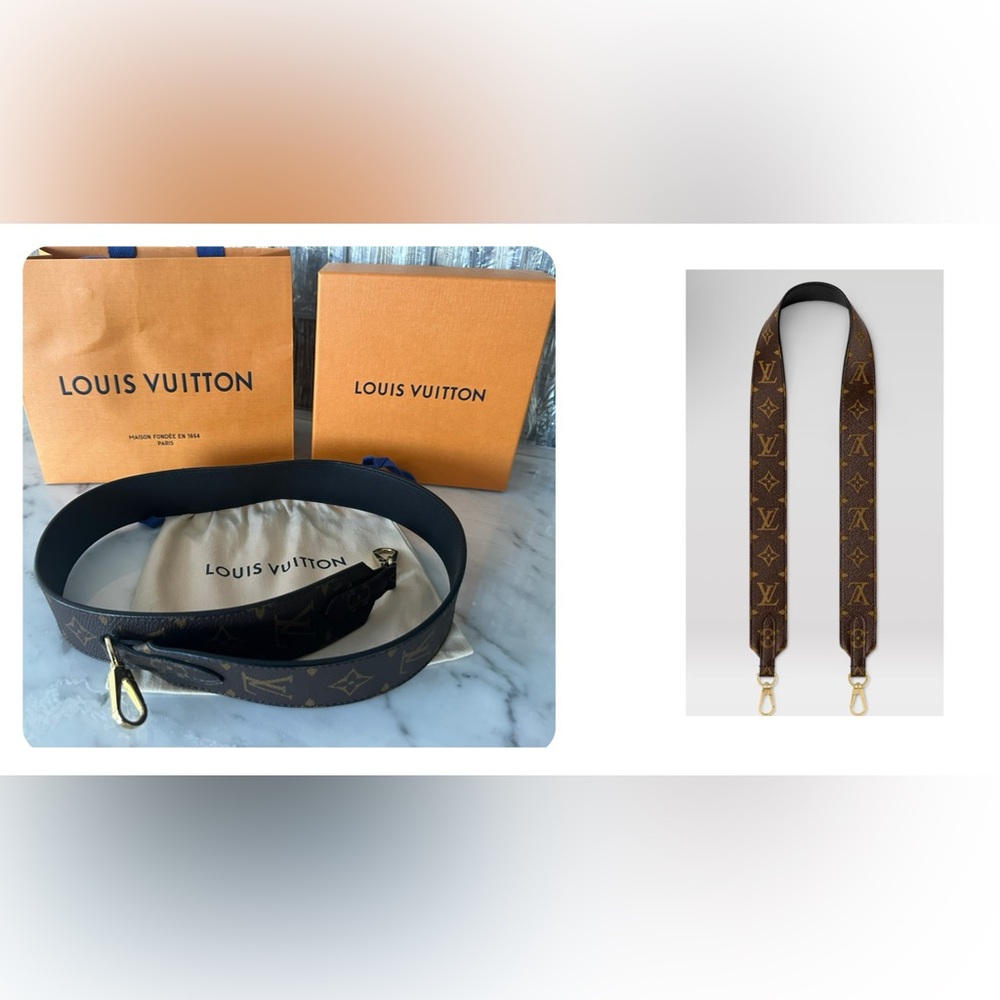 Louis Vuitton Brown and Black Monogram Bag Strap